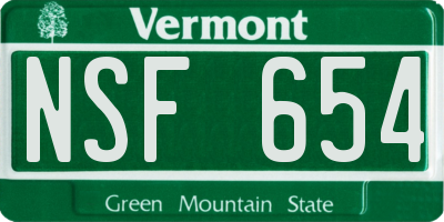 VT license plate NSF654