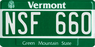 VT license plate NSF660