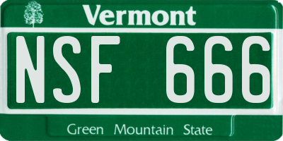VT license plate NSF666