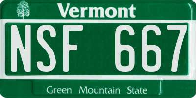 VT license plate NSF667