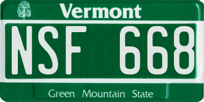 VT license plate NSF668