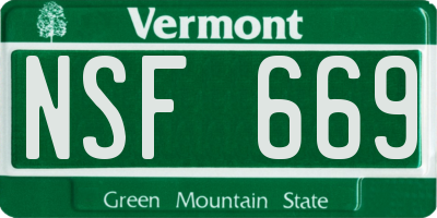 VT license plate NSF669