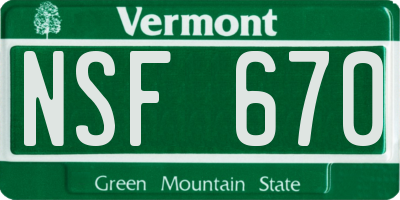 VT license plate NSF670