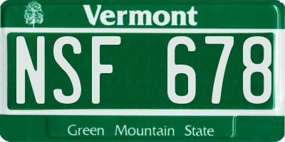 VT license plate NSF678