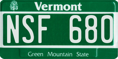 VT license plate NSF680