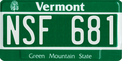 VT license plate NSF681