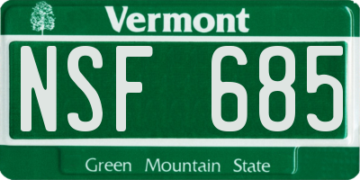 VT license plate NSF685