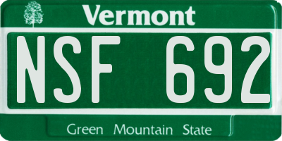 VT license plate NSF692