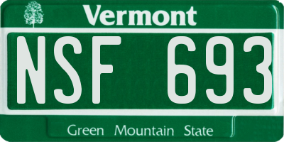 VT license plate NSF693