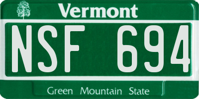 VT license plate NSF694