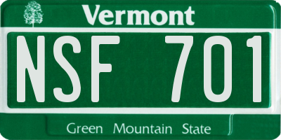 VT license plate NSF701