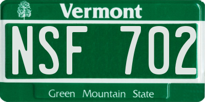 VT license plate NSF702