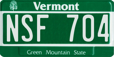 VT license plate NSF704