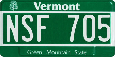 VT license plate NSF705