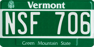VT license plate NSF706