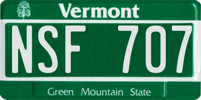 VT license plate NSF707