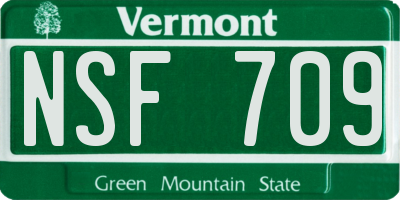VT license plate NSF709