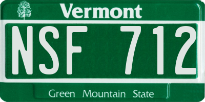 VT license plate NSF712