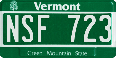 VT license plate NSF723