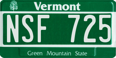 VT license plate NSF725