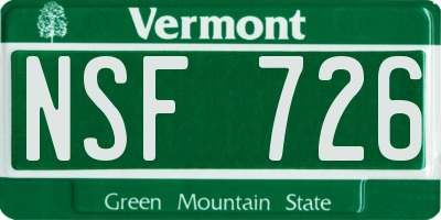 VT license plate NSF726