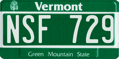 VT license plate NSF729