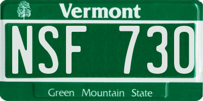 VT license plate NSF730
