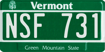 VT license plate NSF731