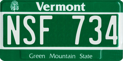 VT license plate NSF734