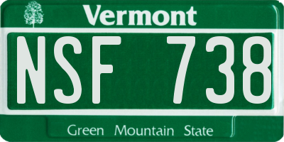 VT license plate NSF738