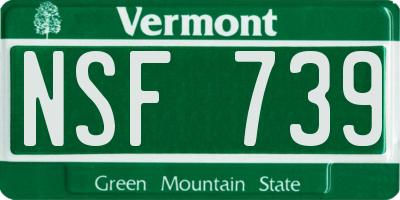 VT license plate NSF739