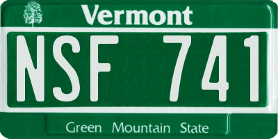 VT license plate NSF741