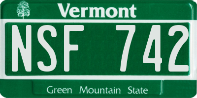 VT license plate NSF742
