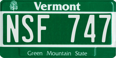 VT license plate NSF747