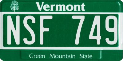 VT license plate NSF749