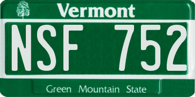 VT license plate NSF752