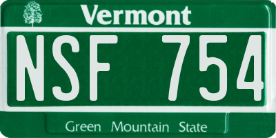 VT license plate NSF754