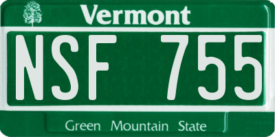 VT license plate NSF755
