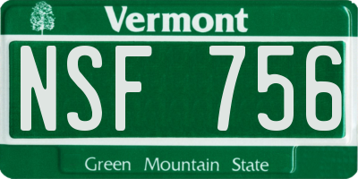 VT license plate NSF756