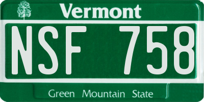 VT license plate NSF758