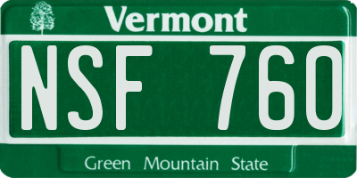 VT license plate NSF760