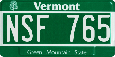 VT license plate NSF765