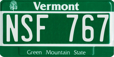 VT license plate NSF767