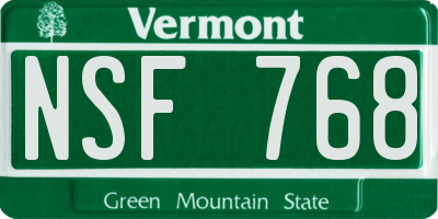 VT license plate NSF768