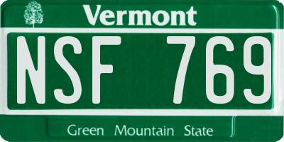 VT license plate NSF769