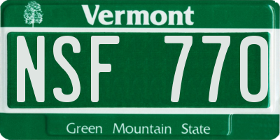 VT license plate NSF770
