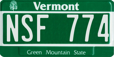 VT license plate NSF774