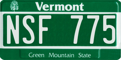 VT license plate NSF775