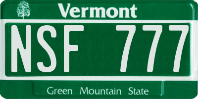 VT license plate NSF777