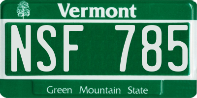 VT license plate NSF785